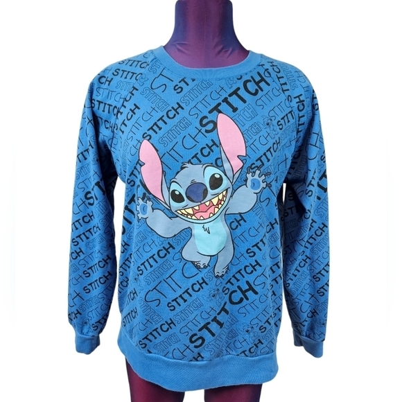 Disney Stitch‎ All Over Print Sweatshirt Lilo & Stitch Size Medium Juniors - Picture 1 of 10